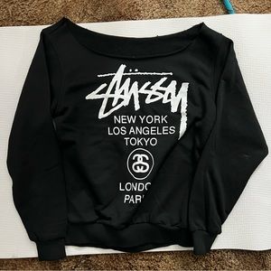 Stussy Black Off Shoulder Sweatshirt